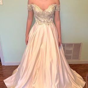 champagne prom dress